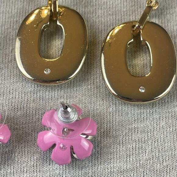 Bundle 3 Sets Pairs Napier Earrings Pink Blue Yellow Fashion New - Picture 6 of 7